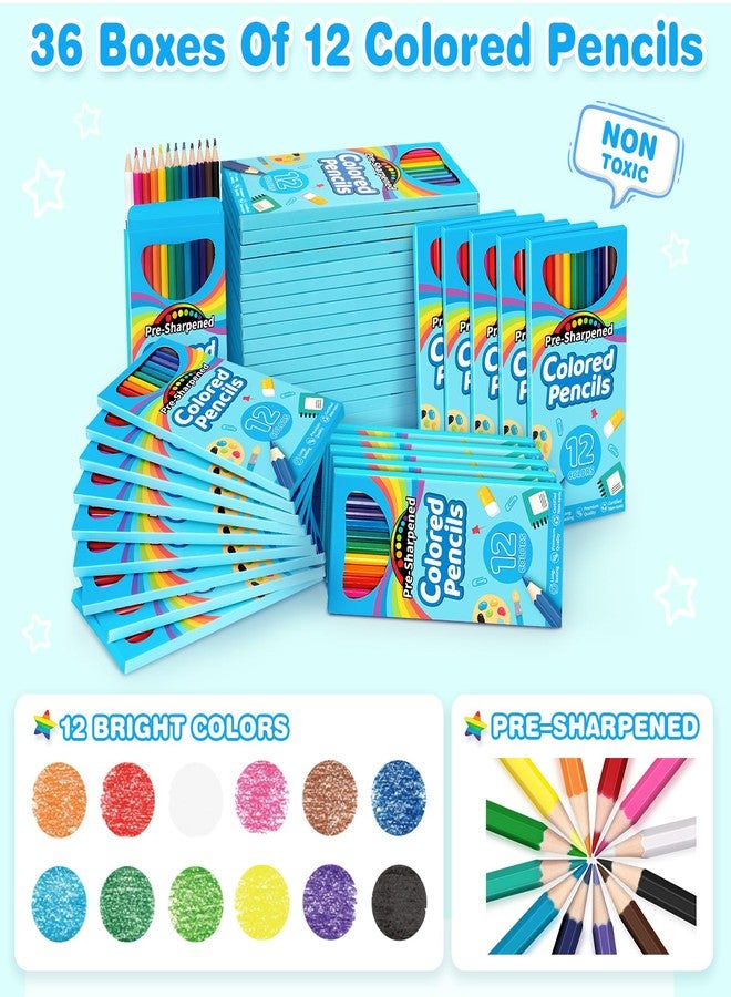 Jumlys 432 Count Colored Pencils Bulk for Kids, 36 Packs Pre-sharpened Coloring Pencils in 12 Colors, Bulk School Supplies for Teachers, Ideal Back to School Supplies & Classroom Prizes - Image 2